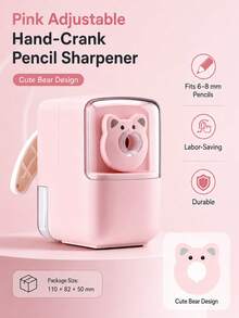 1pc Cartoon Hand Crank Pencil Sharpener, Manual Pencil Sharpener For Girls, Kids, Kindergarten, Grade 1, Elementary Students & School Supplies - Multicolor - View 9