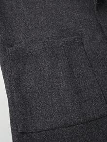Men's Wool Blend Blazer Coat With Lapel Collar, Business Casual Double Pockets Mid-Length Overcoat, Fashionable Outerwear - Grey - View 6