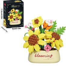 Mini Floral Potted Plant Building Block Set, DIY Eternal Bouquet Miniature Building Block Kit, Artificial Flower Desktop Decor Ornament, Creative Assembly Educational Toy, Suitable As Gift For Women And Girls - Multicolor - View 12
