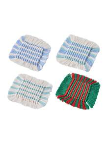 1/4pcs Boho Hand Woven Cotton Rope Coaster, Square Tassel Braided Heat Resistant Cup Mat, Striped Decorative Table Pad For Coffee Mug Tea Cup, Kitchen Dining Table Home Tabletop Decoration - Multicolor - View 13