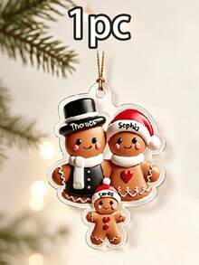 Custom Gingerbread Family Christmas Ornament, Personalized Tree Decor, Festive Holiday Style, Customized 3-8 Names Family Keepsake, Customizable Christmas Hanging Decoration, Family Name Ornament, Christmas Home Decor, Christmas Gift, 2D Flat - Style C - View 16