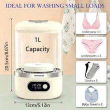 Portable Mini Washing Machine, 3000mAh Wireless Rechargeable Small Washer, Deep Cleaning For Underwear Socks Baby Clothes, For Apartment Travel Camping Hotel Use - White - View 3