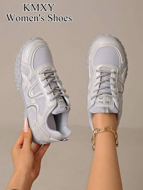 Plus Size Women's Vintage Casual Flat Shoes, Round Toe Lace-Up Athletic Casual Sneakers, 2025 Spring/Autumn New Style