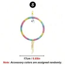 1pc Rainbow Gradient Parrot Swing, Star Pendant Tassel Design, Chewable Climbing Perch Bird Toy, Suitable For Budgies, Small Parrots And Other Birds, Suitable For Cage Play - View 13