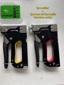 1pc 4-In-1 Heavy Duty Nail Driver, Stapler, Nail Gun, Manual Nail Gun, Nail Gun, Can Be Used For Installing T-Shaped Nails, U-Shaped Nails, I-Shaped Nails, I-Shaped Nails, Suitable For Home Decor, Interior Design And Industrial Applications (No Battery Required), Easy To Use, Random Color - Multicolor - View 11