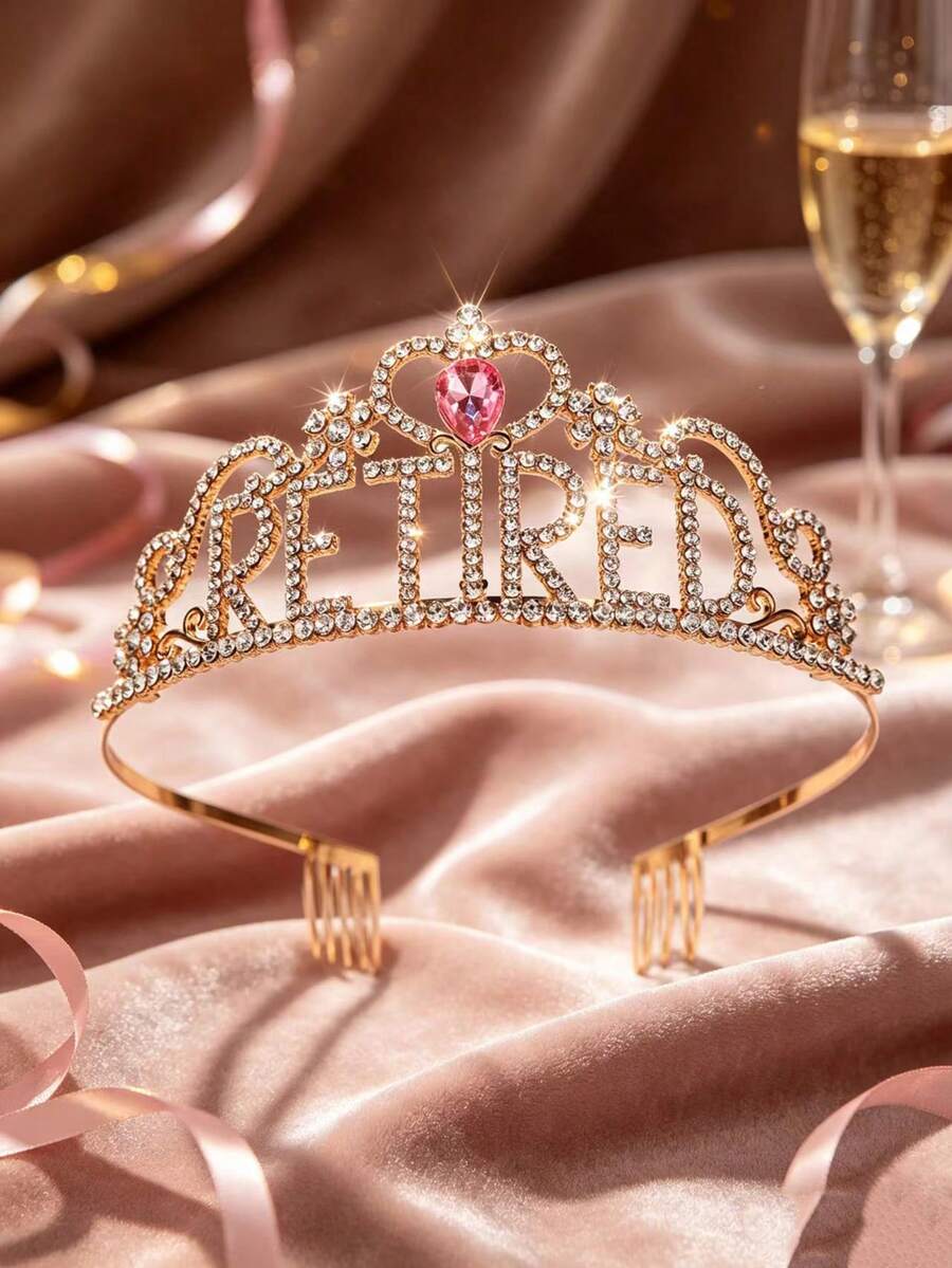 1件女款時尚公主風3D皇冠甜美奢華水鑽生日髮飾髮箍 - 44029粉紅色 - 查看 1
