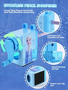 Monogram Disney 1個迪士尼史迪奇冰雪奇緣手動鉛筆削筆器，手搖式桌面文具，適合莉洛與史迪奇粉絲的辦公室裝飾，美感桌面配件，送給朋友的創意禮物 - Blue - 查看 9