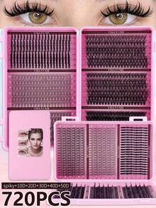 600/684/708/720pcs D-Type Curly Artificial Mink Fur False Eyelashes,Thick And Full,Light And Soft Eyelash Clusters.The False Eyelashes Are Made Of Soft Mixed Materials,Making It Easy To Create A Three-Dimensional Eye Makeup Effect.Halloween,Christmas - Multicolor - View 14