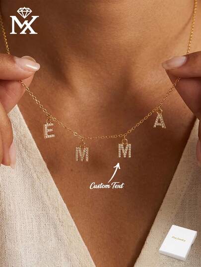 Custom Letter Zirconia Necklace, Personalized Letter Pendant Exquisite Minimalist Jewelry, Suitable For Daily Wear Unisex, Perfect For Birthday, Wedding, Anniversary, Vacation, Unique Gift For Her, Christmas/Engagement Gift