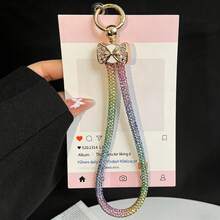 Fashionable Exquisite Full Rhinestone Butterfly Short Outdoor Portable Pendant Butterfly Full Rhinestone Ring Women's Delicate High-End Niche Pendant Accessory Outdoor Travel Hiking Commute Handbag Strap Phone Case Phone Cover Small Pendant Rope Rhinestone Shiny Inlaid Diamond High-End Wrist Pendant Phone Chain Phone Lanyard - Multicolor - View 21