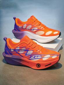 Women's Sports Shoes, Featuring Fabric Upper And EVA Sole, Suitable For All Seasons, Versatile Style, For Running, Basketball, Volleyball And Gym Workouts. - Orange-purple - View 1