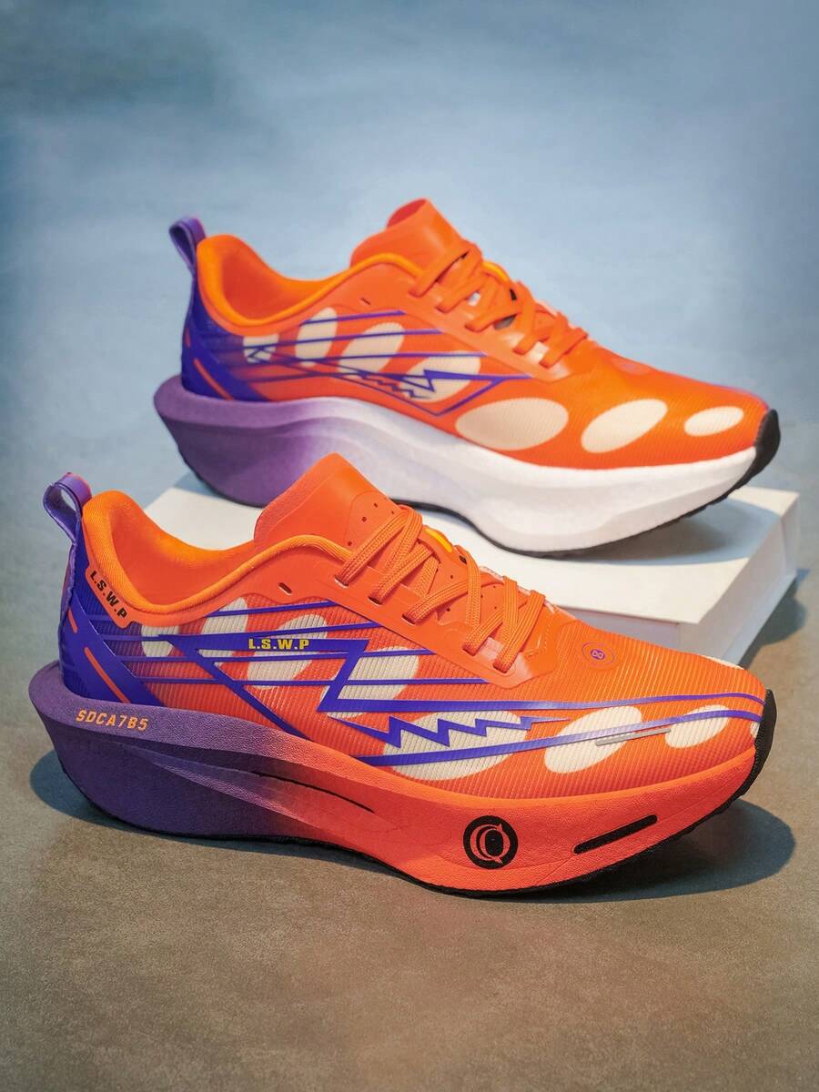 Women's Sports Shoes, Featuring Fabric Upper And EVA Sole, Suitable For All Seasons, Versatile Style, For Running, Basketball, Volleyball And Gym Workouts. - Orange-purple - View 1