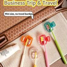 4pcs Portable Toothbrush Head Storage Box - Blue PP Protective Cover Holder, Suitable For Travel, Daily Use And Outdoor Bathroom Accessories, Travel Toothbrush Case | Vibrant Design | Polypropylene Lid - Multicolor - View 9