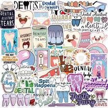 50PCS Cartoon Dentist Graffiti Stickers Funny Cute Tooth Reward Party Aesthetic Stickers Vinyl Waterproof Stickers For Water Bottle,Computer,Laptop,Phone,Luggage,Notebook,Fridge - Multicolor - View 1