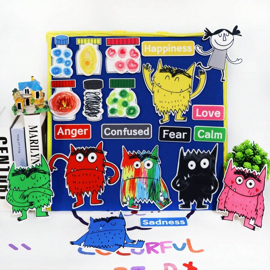 Quixorblex 27 Pcs Felt Set - Color Monster Theme, Interactive Learning Tools, Vocabulary & Color Recognition, Classroom Game Supplies, Parent-Child Activities, Early Education Teaching Aids