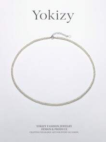 Yokizy Freshwater Pearl Necklace S925 Silver 3-4mm White Beads Elegant Women's Party Choice - White - View 5