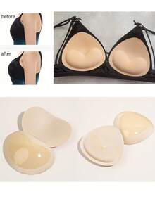 2pcs Heart-Shaped Bra Pads, Invisible Non-Slip Design, Fillable Space, Suitable For Shirts, Lingerie And Daily Swimwear, Applicable For Various Occasions Including Weddings, Formal Events And Daily Commute. Triangle Shaped Breast Pads, Used For Bras And Bikinis. - Multi-color - View 2