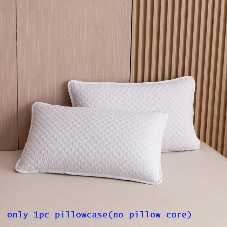 1pc White Diamond Quilted Pillowcase (No Pillow Insert), Piped Edge Design, Soft And Breathable, Decorative Pillow Cover, Suitable For Bedroom, Guest Room, Hotel Use, Multiple Sizes Available - White - View 1