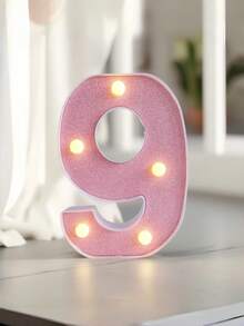 1pc Pink Sequin Glowing Letter/Number Desktop Decorative Night Light, Romantic Proposal Birthday Party Atmosphere Light, Guide Light - Q2-pink Letter Light - View 39