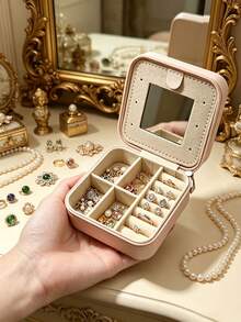1pc Large Capacity Jewelry Box, Jewelry Storage Box, Multi-Function Jewelry Display Box, Jewelry Box With Mirror, Women's Gift, Christmas Gift, Travel Essential - Multicolor - View 8