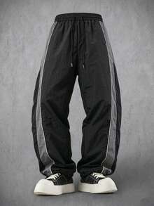 Men's New Casual Long Pants. Drawstring Minimalist Design. Side Pockets Design. Soft And Comfortable Fabric - Convenient To Carry And Store. Suitable For Outdoor And Daily Wear - Black - View 5