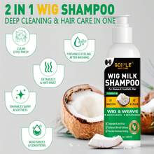 Goiple 200ml 2合1合成髮與真髮假髮洗髮精，深層清潔與滋養，椰子油浸潤保濕順滑，易於梳理並減少毛躁，延長假髮壽命，6.8 Fl Oz 專業假髮護理洗髮精，萬聖節 - 200ml - 查看 4