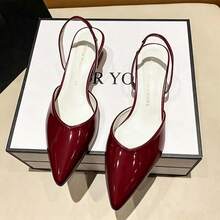 GAN AI Sandalias de tacón alto grueso con punta puntiaguda y media cubierta para mujer, estilo elegante y de moda, adecuadas para fiestas informales y otras ocasiones. - Rouge Casaque - Ver 6