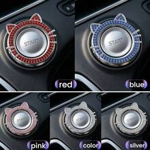 Cat Ear Bling Car Engine Start Stop Button Cover, Rhinestone Crystal Ignition Push Button Ring Sticker, Cute Car Interior Decor Accessories For Women Girls - Cat Ear Decorative Ring - View 4