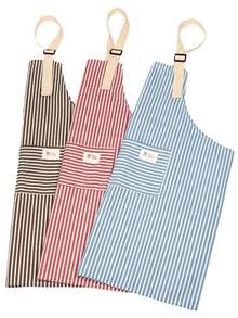Customized Embroidered Name Apron, Kitchen Apron - Breathable And Skin-Friendly, Personalized Design, Thoughtful And Practical Souvenir, Striped Color Options. Suitable For Cooking, Baking, Handicrafts - Ideal For Home Use, Craft Studio - Multicolor - View 6
