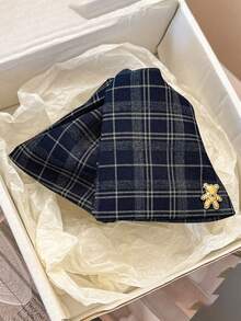 2pcs/1pc Cute Bear Plaid Hair Claw, Simple Polyester Hair Clip, Back Of Head Fashion Hair Claw Decoration, Elegant Elegant Style, Suitable For Women's Daily, Holiday Wear, Spring Summer New Arrival - Multicolor - View 6