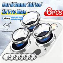 6片裝銀色相機鏡頭保護膜，相容於 Phone 13 14 15 16 17 Promax Pro 16 Plus 16E 17 Air 17E 18Pro 18Pro Max，亮面相機鏡頭保護膜，相容於 保護殼，保護膜，9H 鋼化玻璃相機蓋 - 銀色 - 查看 33