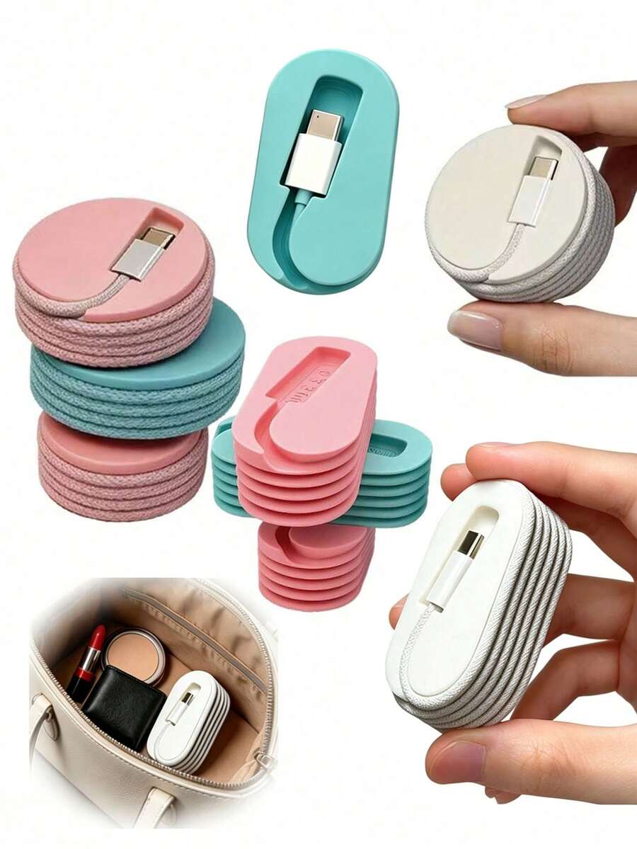 1/2pcs Portable Phone Charging Cable Organizer, Anti-Tangle, Suitable For Desktop And Travel, Travel Supplies, Data Cable Management, Portable Storage