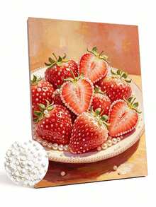 Pearl Painting Is Designed With Strawberry Pattern. DIY Handmade Sticky Diamond Creative Diamond Painting Kit With Tools And Pearl Diamond Bag. It Is A Good Home/Office Decoration, Gift For Craft Lovers, Unframed - A - View 10