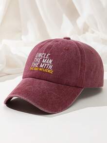 1pc Men's Retro Uncle Letter Print Baseball Cap Washed Polyester Casual Adjustable Breathable Sun Hat - A - View 9
