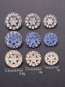 10pcs/Pack Snowflake Hollow Rhinestone High-End Metal Buttons, Suitable For Skirts, Dresses, Cardigans, Hand-Sewn Buttons, Suitable For Coats, Sweaters, Suits, Evening Gowns, Tops Decorative Buttons, Shoes And Hats Gift Boxes, DIY Accessories - Multicolor - View 4