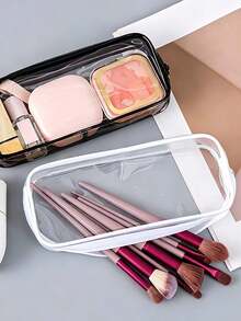 Clear Pencil Bag Waterproof PVC Zippered Cosmetic Storage Pouch Large Capacity Minimalist Storage Bag Perfect For Summer Back To School Teacher's Day Graduation Birthday Hall Stationery School Essentials Travel Essentials - Multicolor - View 12