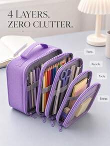 Customizable Name Color Block Tote Pencil Case, Customizable 3D Cartoon Stationery Pencil Case, Student Stationery Storage Bag, Portable Large Capacity, Suitable For Back To School Season Gift - Multicolor - View 6