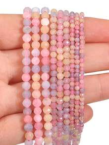 1 Strand 2/3/4mm Morganite Faceted Natural Stone Beads Loose Spacer Beads For Jewelry Making DIY Necklace Bracelet Accessories - Multicolor - View 7
