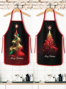 4pcs Christmas Cartoon Character Print Apron Set, Penguin Santa Snowman Elf Pattern Kitchen Cooking Baking Aprons For Holiday Party Home Decoration - Multicolor - View 5