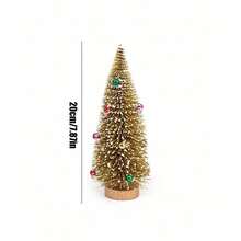 5pcs Set Snow Flocked Bottle Brush Christmas Tree, Multicolor Mini Pine Trees With Decorative Balls, Wooden Base, Desktop Winter Village Christmas Home Decor - Multicolor - View 10