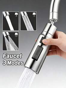 多功能廚房水龍頭延長噴嘴，單孔廚房水龍頭附起泡器噴嘴，廚房水龍頭延長出水口，節水高壓防濺設計，可調節延遲裝置與旋轉噴嘴，2種出水模式，適用於現代與傳統水槽，洗碗、水槽清潔、餐具與濾水籃，附濾網廚房水槽水龍頭，兼容洗碗機，升級您的水龍頭，理想的節日禮物選擇 - 銀色-B - 查看 3