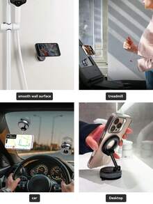 Dudukan Ponsel Magnetik Vakum Adsorpsi 3 Lapisan, Dapat Diputar & Diperpanjang, Dipasang di Dinding, Untuk Dapur, Kamar Mandi, Cermin Mandi, Dudukan Ponsel Magsafe Lipat untuk Mobil - A - View 10