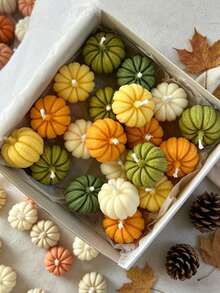 6pcs/1pc Mini Pumpkin Candle Mold, Thanksgiving Pumpkin Candle Mold, Autumn Scented Tea Wax Mold, Suitable For Candle, Aromatherapy, Handmade Soap Making, Home Decor, Holiday Party, Halloween Decoration (Candle Not Included) - Multicolor - View 1
