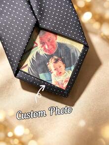 Customizable Photo Tie Stickers, Creative Decorative Patches, Tie Accessories, Suitable For Wedding And Party Decoration, Memorial Gift For Dad, Grandpa, Groom's Father, Couples, Father's Day Gift - Multicolor - View 2