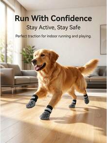 4pcs Anti-Slip Dog Socks, Double-Sided Grip Soft & Breathable, Noise-Reducing Non-Slip, For Medium To Large Dogs And Senior Dogs, Indoor Pet Socks And Leg Protection - Multicolor - View 7