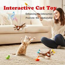 Interactive Chirping Bird Cat Toy With Flapping Wings, Non-Flying Bird Cat Toy, Simulated Flight Electric Sparrow Vibrating Hunting Pet Toy For Indoor Use (Brown Upgraded Version) - A - View 4