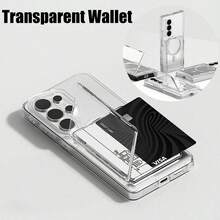 1pc Magsafe Transparent Acrylic Wallet Photo Card Holder, Easy Side Access, Compatible With 17 Air 13 12 11 14 15 16 Pro Max Plus Magnetic Case Accessory - Clear - View 2