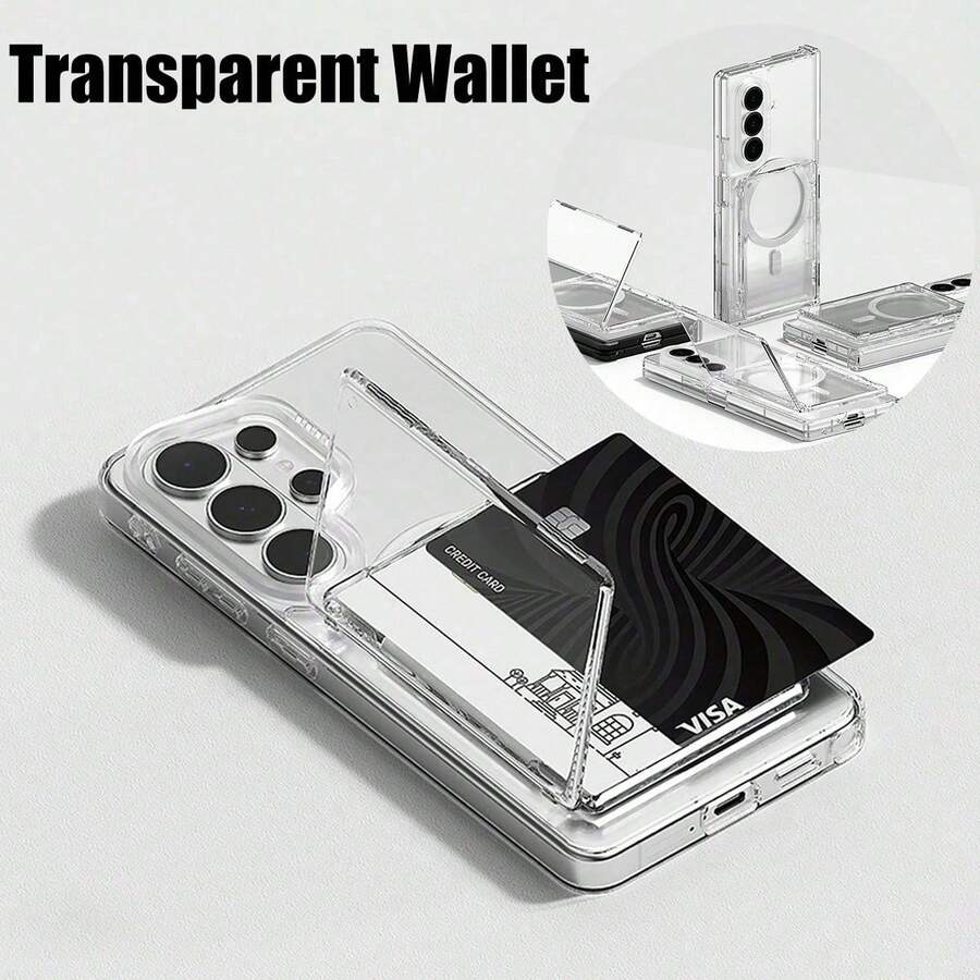 1pc Magsafe Transparent Acrylic Wallet Photo Card Holder, Easy Side Access, Compatible With 17 Air 13 12 11 14 15 16 Pro Max Plus Magnetic Case Accessory