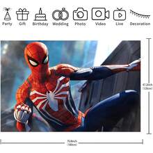 WPETLE Spider‑Man Game‑Style Dynamic Pose Birthday Party Backdrop, Game Suit Character Close‑Up Photo Booth Background Banner For Kids Birthday Decor - Multicolor - View 17