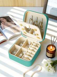 1pc Large Capacity Jewelry Box, Jewelry Storage Box, Multi-Function Jewelry Display Box, Jewelry Box With Mirror, Women's Gift, Christmas Gift, Travel Essential - Multicolor - View 14